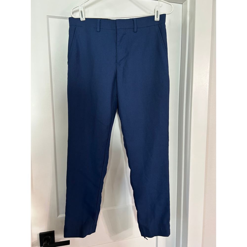 The Savile Row Company Mens Navy Blue Textured Dress Pants 30x32 Flat‎ Front